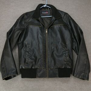 Vintage Guess Motorcycle Jacket Full Zip Mens Size Medium Brown Genuine Biker